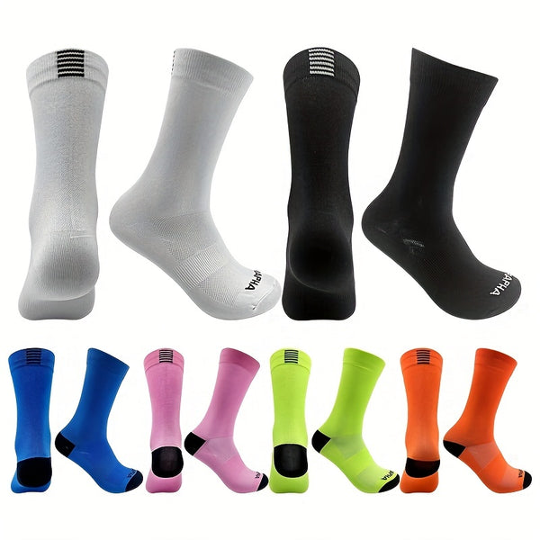 1 Pair Premium Mid-Calf Athletic Socks - Ultra Sweat-Absorbing, Breathable, Quick-Drying, Anti-Blister, Arch Support, Cushioned Sole - Ideal for Cycling, Running, Fitness, Sports, Outdoor Activities for Men and Women