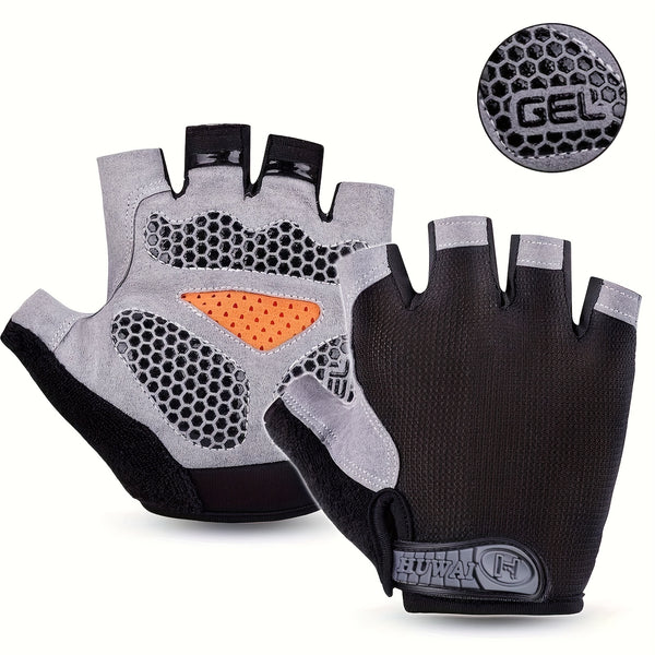 Unisex Half Finger Cycling Gloves - Comfortable Foam Padded, Shockproof, Anti-Slip, Super Breathable - Ideal for Mountain Biking, Fitness, & Outdoor Activities