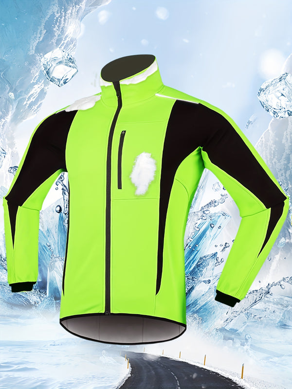 Men's Cycling Jacket - Windproof, Waterproof, And Thermal Jacket, Full Zip Sports Coat With Stand Collar