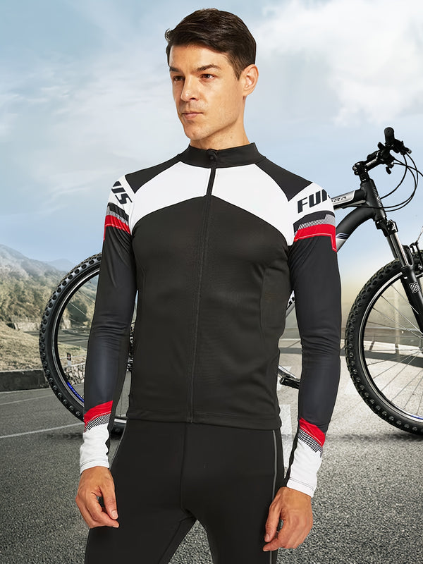 Men's Premium Long Sleeve Cycling Jersey - Moisture-Wicking, Breathable, Quick-Dry, Thermal Insulation, Windproof, and Reflective - Ideal for Outdoor Road Bike Riding in Spring and Autumn