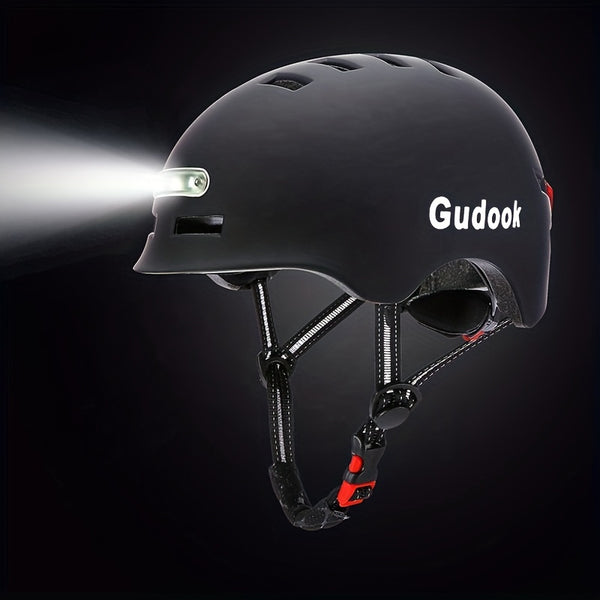 Gudook Bike Helmet Adult Bike Helmets for Men/Women: Bicycle Helmet with USB Rechargeable LED Front and Rear Lights for Cycling Urban Commuter skateboard