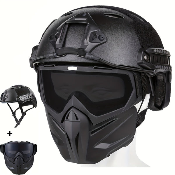 1pc Premium Full Face Mask Helmet with Removable Goggles - Ultimate Outdoor Sports Training Gear for Protection and Comfort - Ideal for Cycling, Motorcross, and ATV Enthusiasts