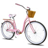 Hiland 26 Inch Beach Bike for Women, Single Speed Commuter Bicycle with Basket and Rear Cargo, Multiple Colors City Bike