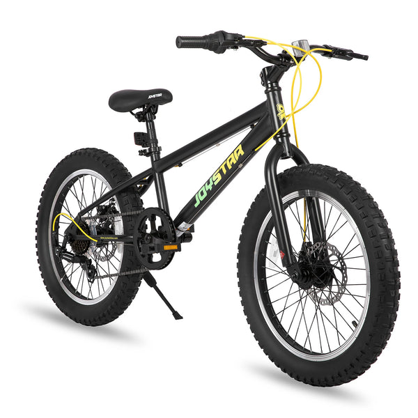 JOYSTAR 20 Inch Mountain Bike for Kids Ages 7-12 Year Old, 3-Inch Wide Knobby Tires, 7 Speed Shimano Drivetrain, Disc Brakes