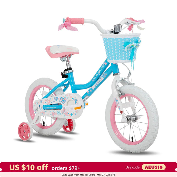 US warehouse Colorful Girls Bike with Basket & Training Wheels 12 14 16 18 Inch Kids Bike Foot Brake Child Children Bicycle