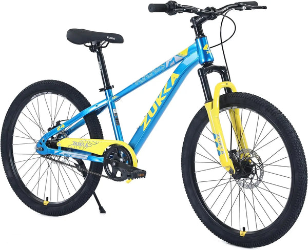 20/24  Inch Kids Bike Mountain Bike for Boys Girls, Front Suspension Fork Single Speed Steel Frame Disc Brake Child MTB Bicycle