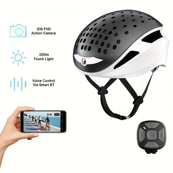 Helmet Headset With Integrated Sports Action Mini 1080P HD Camera Open Helmet Motorcycle For Cycling Waterproof Camera Helmet Headphones Bicycle Half Helmet Led Strobe Lights Front And Rear Lighting